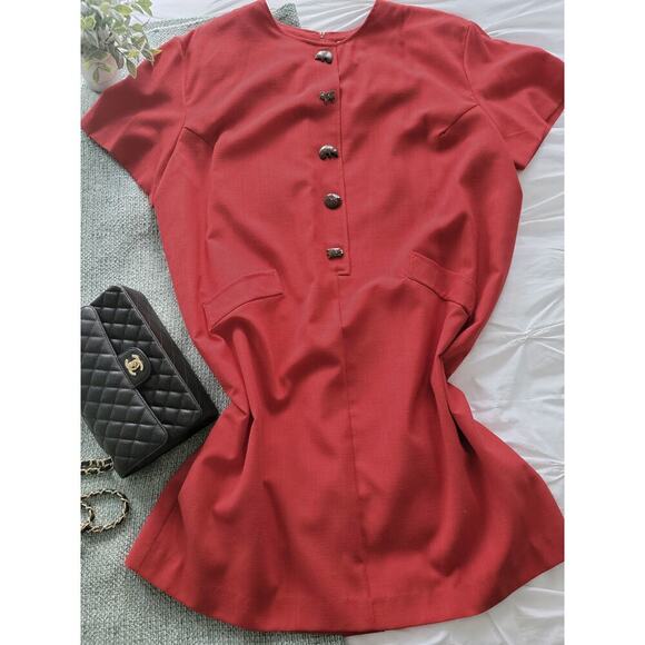 Vintage red shift dress wood animal buttons pls 3X Jessica Howard - Picture 1 of 6